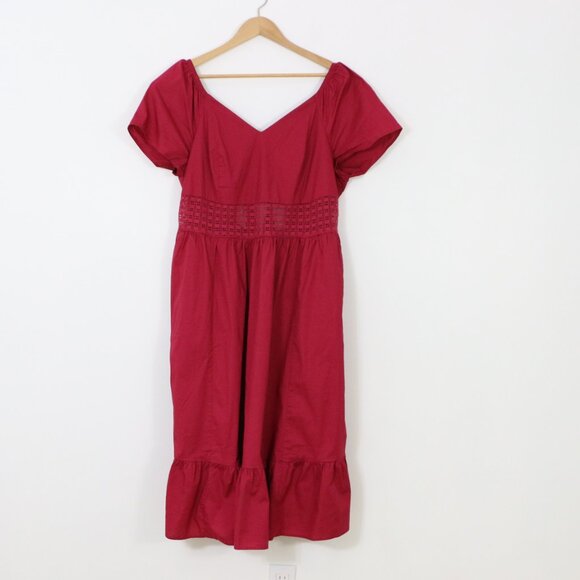 Torrid Mid Poplin Sheerwaist Dress Cherries Jubilee NWT - Picture 6 of 14